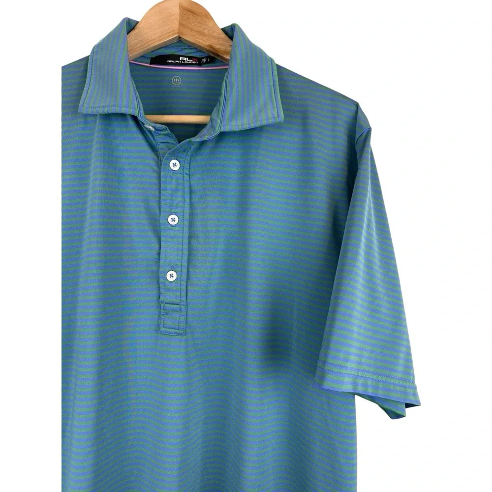 RLX Ralph Lauren Performance Wicking Polo Shirt Men's L Large‎ Stripe Golf